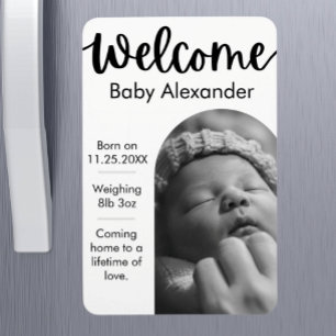 Baby Birth Announcement - Arched Photo Magnet