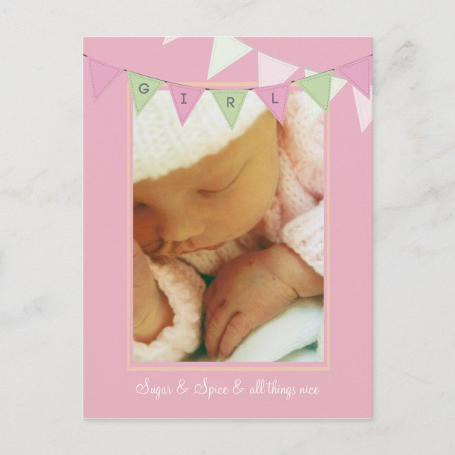 Baby Birth Announcement Banner Photo Postcard (Front)