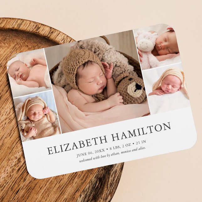 Baby Birth Announcement Elegant Photo Magnet (Creator Uploaded)