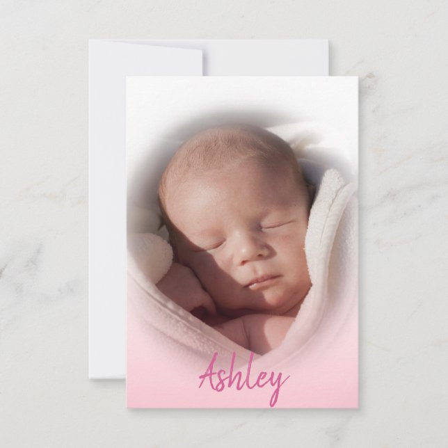 Baby Birth Announcement Girl Pink | PHOTO (Front)