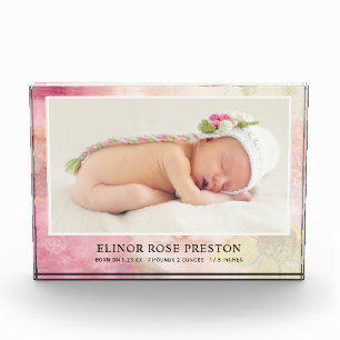 Baby Birth Announcement Keepsake Photo Block Frame