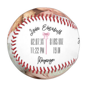 Baby Birth Announcement  Newborn Photo Baseball