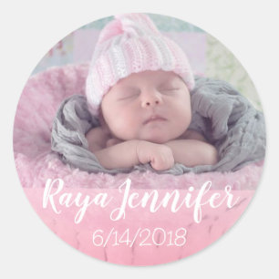 Baby Birth Announcement Personalised Photo Sticker
