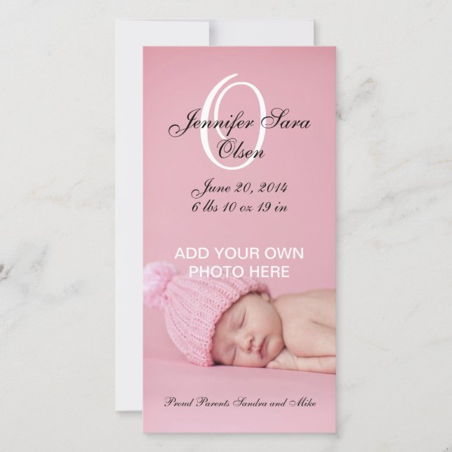 Baby Birth Announcement Photo Cards Girl (Front)