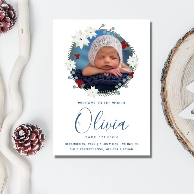 Baby Birth Announcement Photo Christmas  (Baby Birth Announcement Photo Christmas Holiday Card)