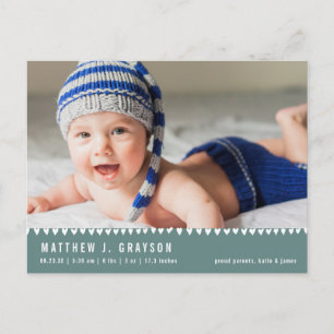 Baby Birth Announcement Photo Green Postcard