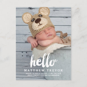 Baby Birth Announcement Postcard Hello