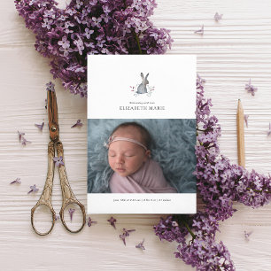 BABY BIRTH ANNOUNCEMENT Watercolor Bunny