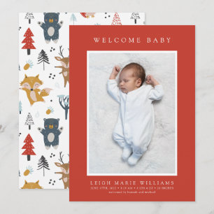 BABY BIRTH ANNOUNCEMENT Woodland Animals
