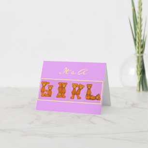Baby Birth Announcements~Bear Alphabet ~ Purple Announcement