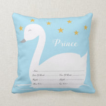 Baby Birth Certificate Cotton Throw Pillow
