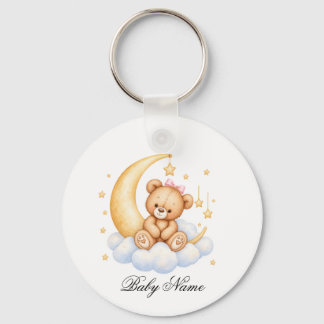 Baby Birth Custom Monogram Parents Keychain