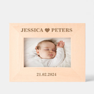 Baby birth date frame with heart