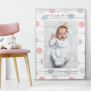BABY BIRTH Hello Pastel Polka Dots Poster