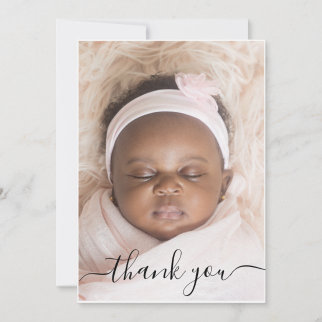 Baby Birth Photo Announcement Thank You Card (Front)