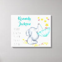 Baby Birth Record Stats Elephant Hearts and Stars