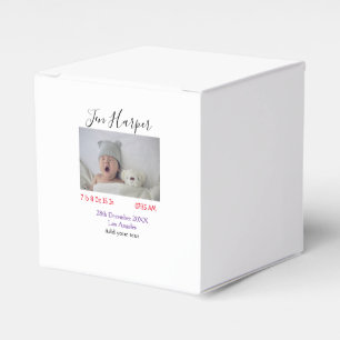 Baby birth stats add name place date keepsake memo favour box