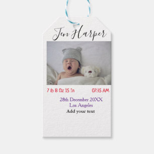 Baby birth stats add name place date keepsake memo gift tags