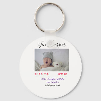 Baby birth stats add name place date keepsake memo key ring