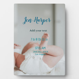 Baby birth stats add name place date keepsake memo plaque