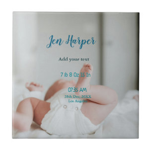 Baby birth stats add name place date keepsake memo tile