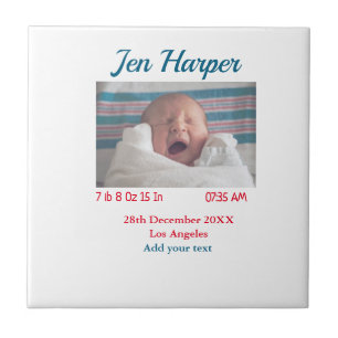 Baby birth stats add name place date keepsake memo tile
