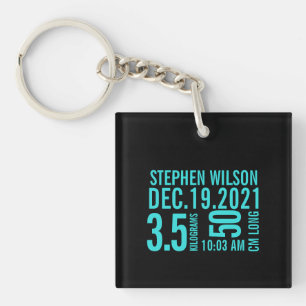 Baby Birth Stats Announcement Photo Key Ring