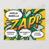Baby Birth Stats Comic Book Pop Art Keepsake
