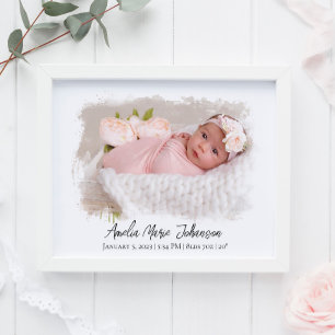 Baby Birth Stats Photo Newborn Keepsake Nursery Poster