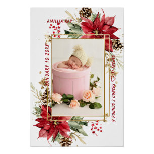 Baby Birth Stats Photo Newborn Keepsake Nursery Poster