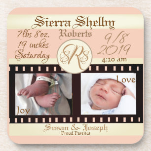 Baby Birth Stats & Photos Movie Reel Film Coaster
