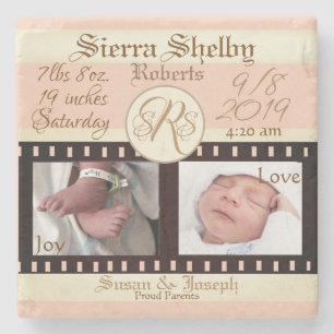 Baby Birth Stats & Photos Movie Reel Film Stone Coaster