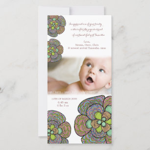 Baby Birth Thank You Japanese Floral Photo Card