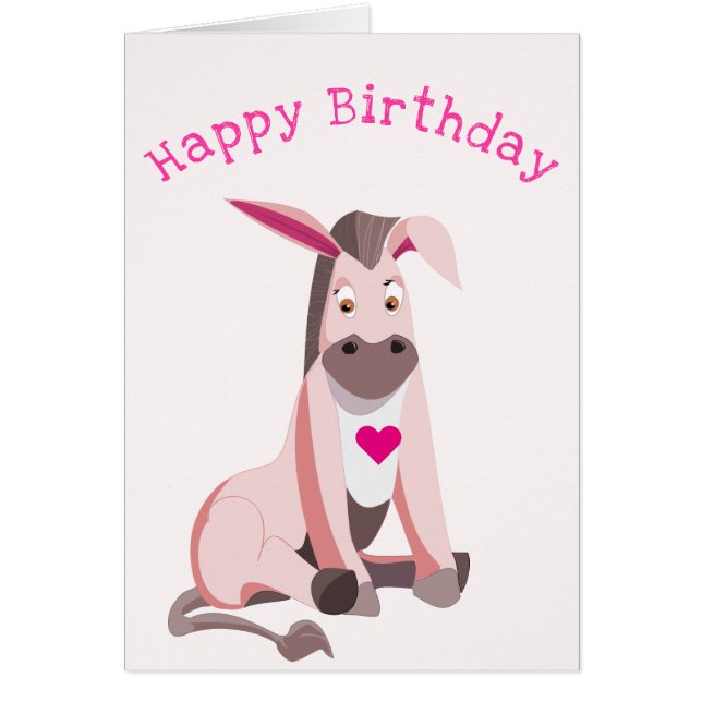 Baby Birthday Card baby Pink Donkey - Your Text (Front)