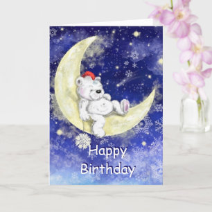 Baby Birthday Card Dreaming Little Bear