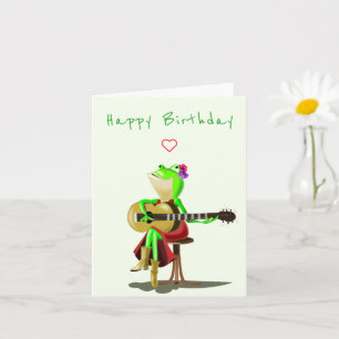 Baby Birthday Card Frog Playing Guitar