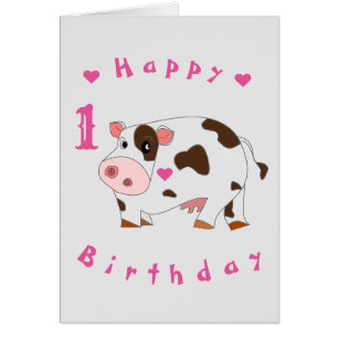 Baby Birthday Card Little Cow - Your Text