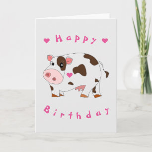 Baby Birthday Card Little Cow - Your Text