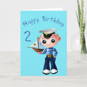 Baby Birthday Card Little Sailor Boy - Your Text