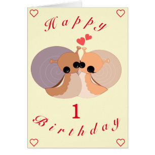 Baby Birthday Card Little Snail Couple - Your Text