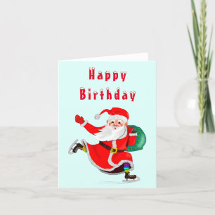 Baby Birthday Card Santa with Gift - Customisable