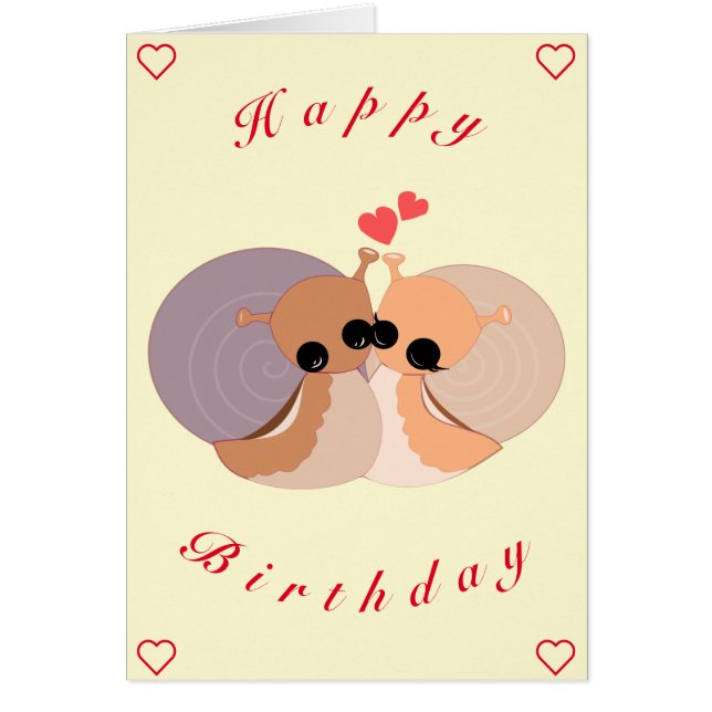 Baby Birthday Card Snail Family - Your Text Name (Front)