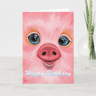 Baby Birthday Card with Happy Baby Pig