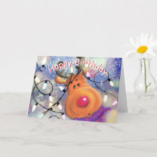 Baby Birthday Card with Happy Christmas Reindeer