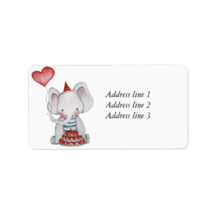 Baby Birthday Elephant Address Label