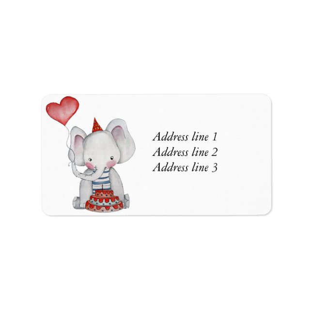 Baby Birthday Elephant Address Label (Front)