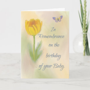 Baby Birthday Remembrance Watercolor Flower Card