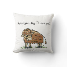 Baby bison cow buffalo I love you pillow