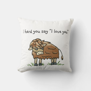 Baby bison cow buffalo I love you pillow
