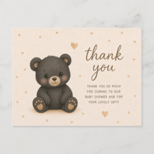 Baby Black Bear Baby Shower Thank You Postcard